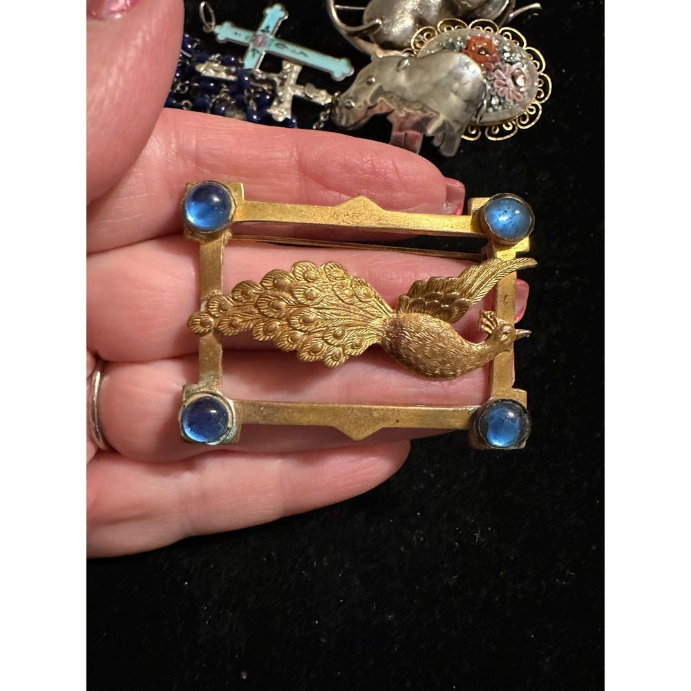 Antique Art Deco Peacock Bird Brooch - Picture 3 of 4